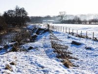 Breach of the River Lowther at Bampton affected the local footpath